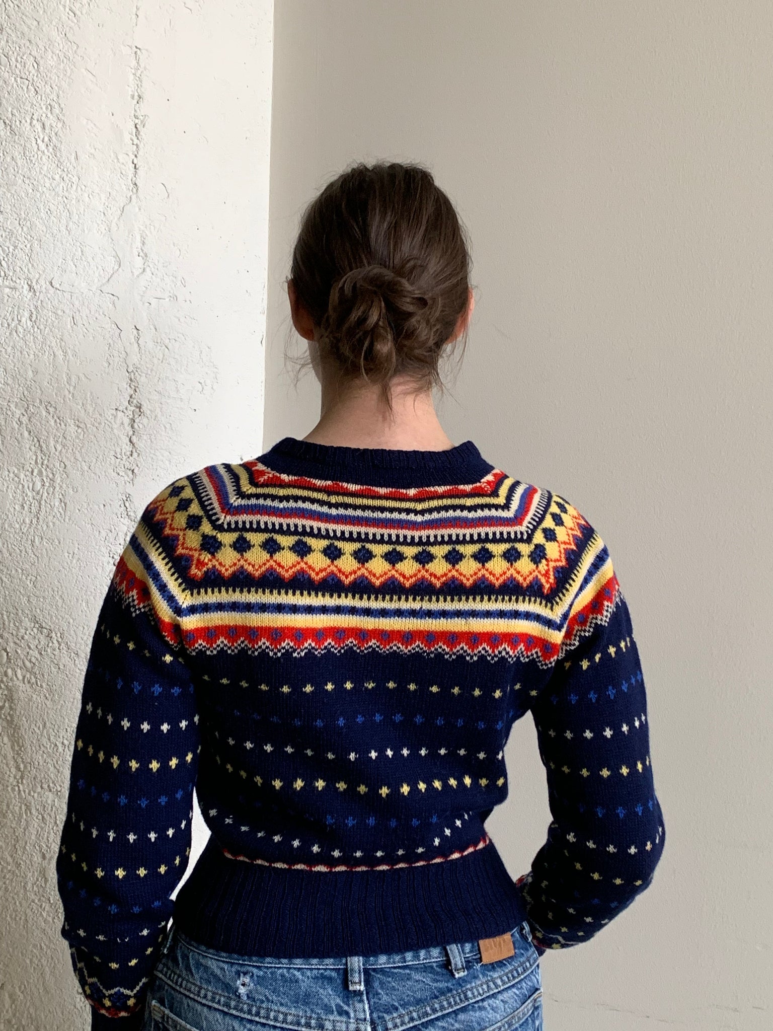 Danish vintage fair isle cardigan sweater