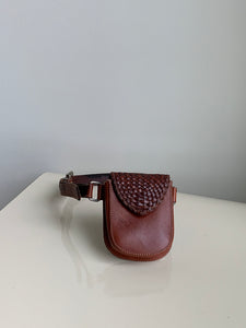 brown leather belt bag