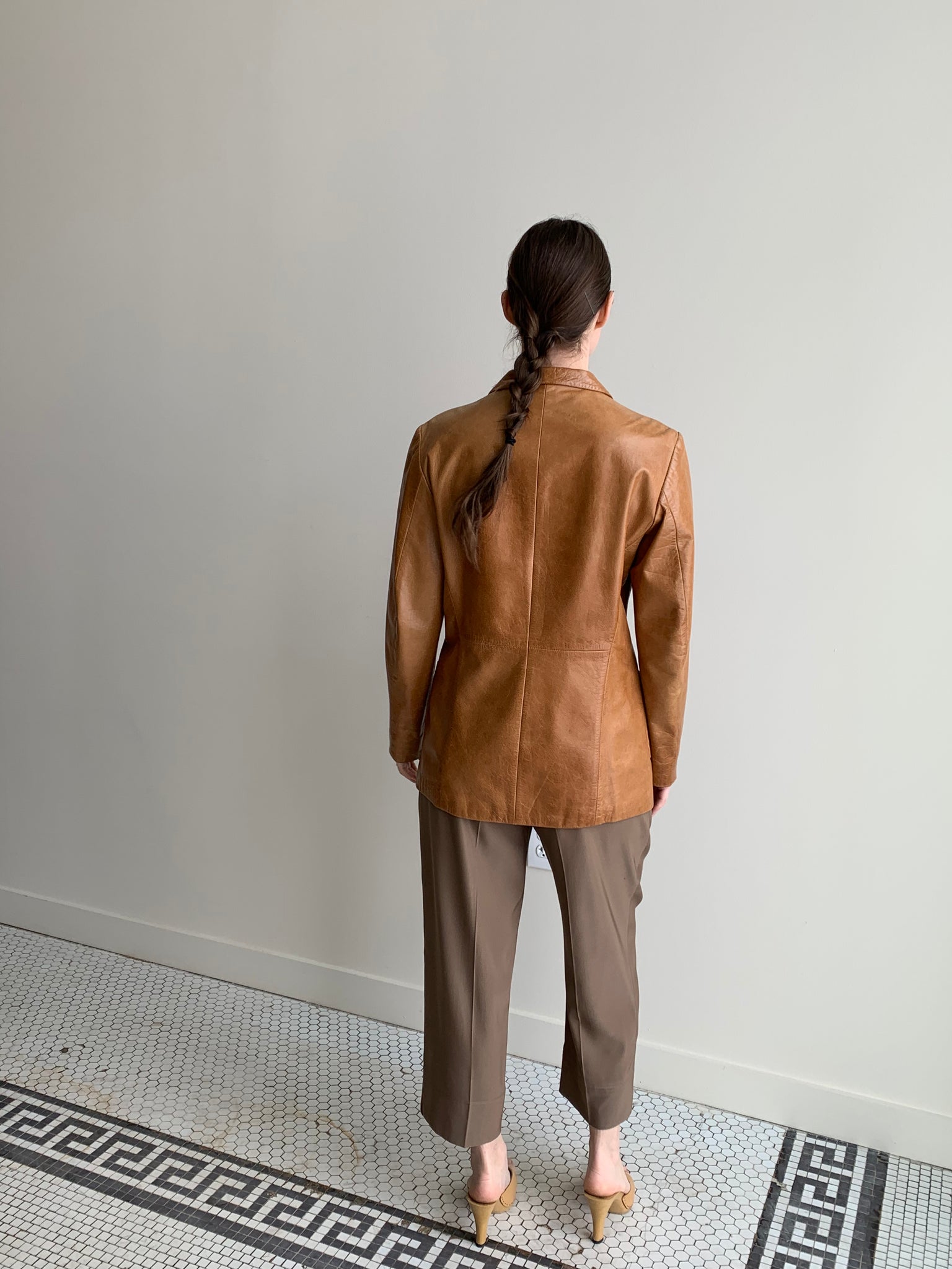 Jil Sander tan leather blazer